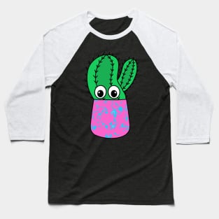 Cute Cactus Design #319: Cactus In Paint Splattered Pot Baseball T-Shirt